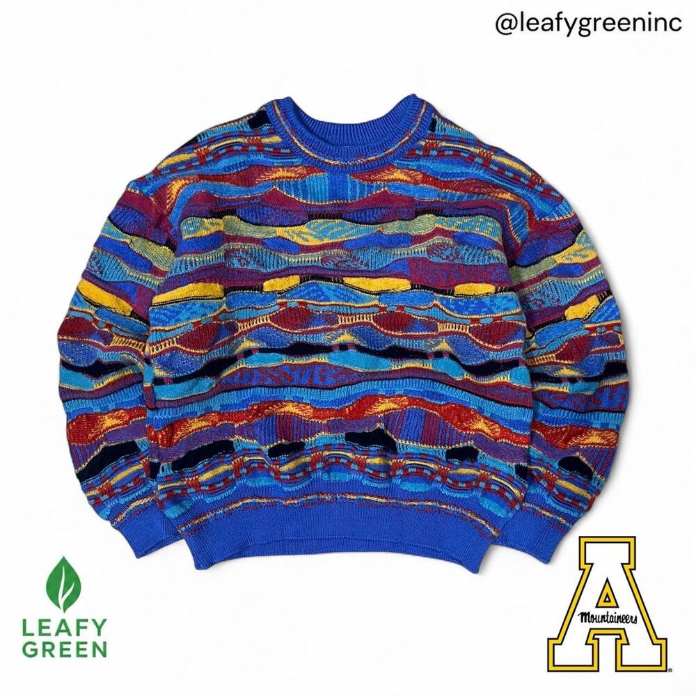 VTG 90s Coogi Original Blues Style Australian Wool 3D Knit Sweater us sz S Red